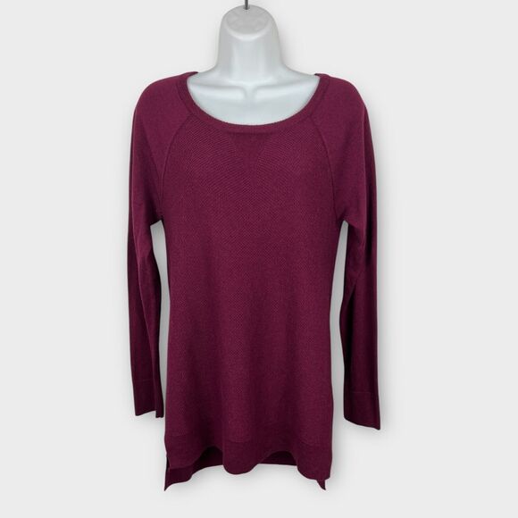 Amercan Eagle Small Red Burgundy Long Sleeve KnitWovern Sweater Tee - Picture 1 of 5